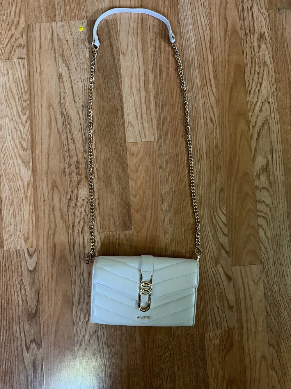 Aldo White Quilted Chain Crossbody Bag